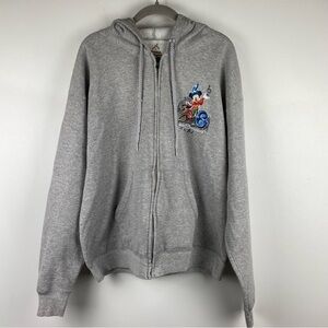 Disney Parks 2016 Full Zip Heather Gray Hoodie, Size Large